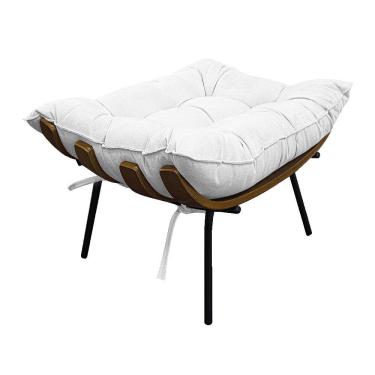 Imagem de Puff Decorativo Costela Base Fixa Suede Branco