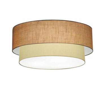 Imagem de Plafon Duplo Cilíndrico Vivare Md-3065 Cúpula Em Tecido 80x70cm - Bivolt Palha-bege 127/220v