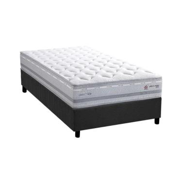 Imagem de Conjunto Box Solteiro: Colchão Molas Herval Maxspring Petra C1662 + Base CRC Suede Gray (88x188x33)
