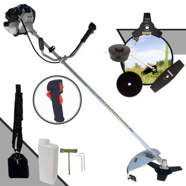 Imagem de Roçadeira Com Sistema Anti-Vibração Toyama TBC43H À Gasolina 2 Tempos 43cc 12.000rpm 1,7HP de Potência Com Kit 3 Lâminas de Corte e Cabeçote de Nylon