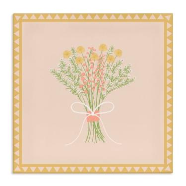 Imagem de Stupell Industries Arte de parede em tela com buquê de primavera com bordas amarelas, design de Adrienne Morris, 61 x 61 cm