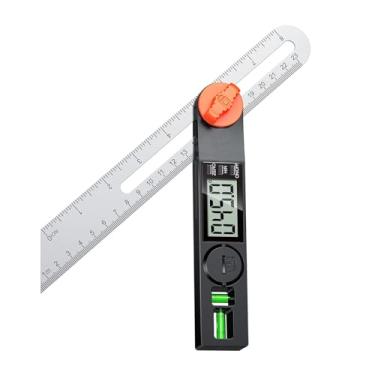 Imagem de NORTOOLS Transferidor de ângulo digital, localizador de ângulo de plástico 7 polegadas/200 mm 0-360 °, régua de transferidor digital LCD, ferramenta de medição de precisão de ± 0,5°