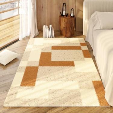 Imagem de Tapetes para quarto, decoração de sala de estar luxuosa e leve, tapete macio e fofo para cabeceira, tapete grosso e felpudo (140x200cm/C)