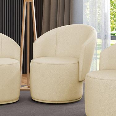 Imagem de Poltrona Decorativa Orgânica Fixa Para Sala Malu Bouclê M11 - D'rossi Mostarda