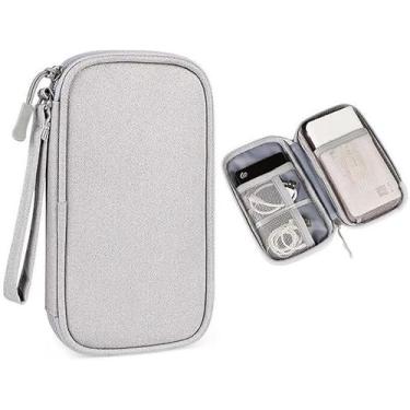 Imagem de Estojo de armazenamento portátil resistente a choques: para eletrônicos, incluindo carregadores de cabo, cabos de fone de ouvido, bancos de energia, discos rígidos USB e cartões SD (preto)