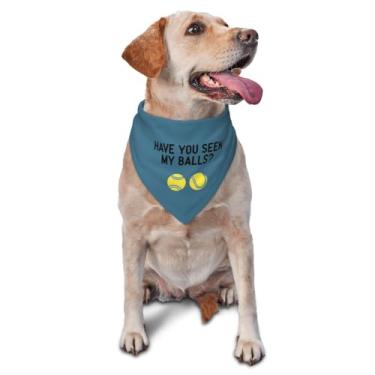 Imagem de Have You Seen My Balls Bandana para cães, cachecol triângulo, adereço para fotos de cães e gatos, para amantes de cães (azul)