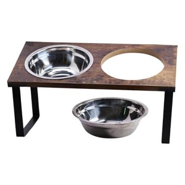 Imagem de ＡＷＨＡＯ Tigela Elevada para Cães, Tigela Elevada para Gatos, Tigelas Duplas, Pratos Portáteis para Gatos, Alimentador de Madeira para Cães E Gatos