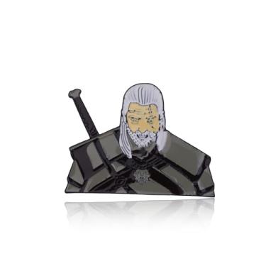 Imagem de KEYCHIN Broche Geralt Emblema Geralt Fans Gift White Wolf Geralt Jewelry Geralt Cosplay Merch, Large, Metal, Sem Pedra Preciosa