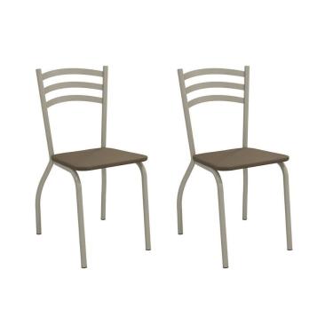 Imagem de Cadeira De Cozinha Portugal 2c007nk Aço Kit 2 Un Niquel-suede Cappuccino - Kappesberg