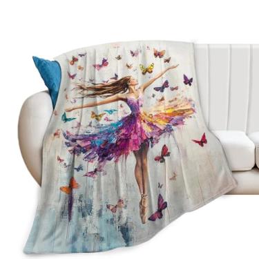 Imagem de Cobertor de dança, cobertor de balé, presentes de dançarina, cobertores de bailarina, bicho-preguiça de flanela de pelúcia para mulheres, professoras, meninas, amantes, adultos, roupa de cama macia