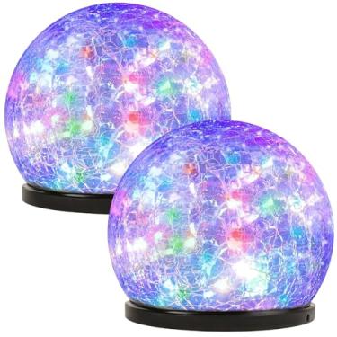 Imagem de Luzes solares de jardim de vidro crackle, globo à prova d'água, iluminação de paisagem LED alimentada, luzes decorativas de caminho para vilas de pátio, esfera que muda de cor