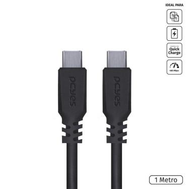 Imagem de Cabo Usb Tipo C 2.0 Para Usb Tipo C 2.0 1m Preto - Pucp-01
