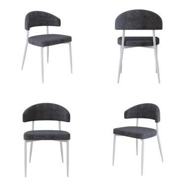 Imagem de 4 Unidades Cadeira Bless Fixa C/4 Pés 53 X 55 X 78cm Pés Brancos. Lautrec Grafite Lautrec Grafite