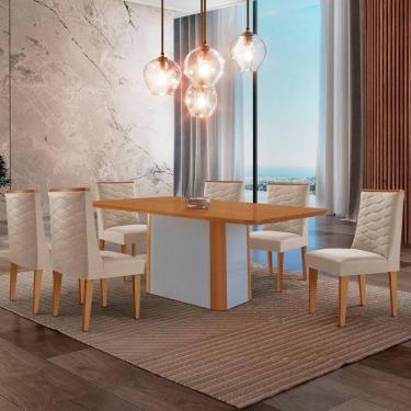 Imagem de Mesa De Jantar Isadora 180cm Tampo Mdf Laminado Veludo Creme Off White