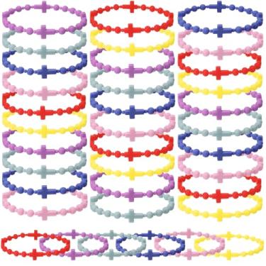 Imagem de Tondiamo 30 peças de pulseira de silicone da amizade para mulheres e homens, 5 cores, pulseira de oração de Jesus Cristão, presente de crença religiosa, the bracelet diameter: 6.28cm/2.47in, Silicone