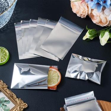 Imagem de 100 unidades de sacos de celofane 9 x 7 cm, bolsa de plástico retangular de cor pura, faça você mesmo, joias, miçangas, berloques, embalagem de armazenamento, embrulho, Natal, Halloween, suprimentos