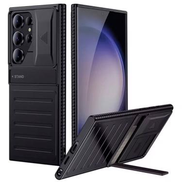 Imagem de Capa Com Slide de Proteção de Câmera, Alta Resistência, Para Samsung S24 Ultra - Preto