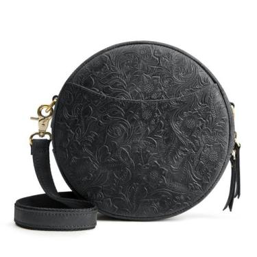 Imagem de Bolsa tiracolo S-ZONE Leather Circle  preta