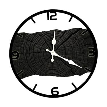 Imagem de Fenteer Relógio de parede de madeira, decoração de fazenda, vintage, 11,81 polegadas, sem -taque, relógio de parede anual para cozinha e sala de estar, Preto