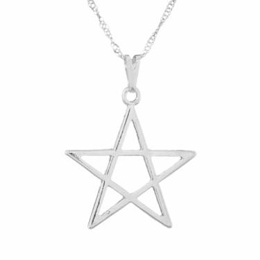 Imagem de Gargantilha Pentagrama Folheada a Ródio Branco