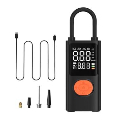 Imagem de Bomba de ar para pneus de carro - Bomba elétrica portátil, inflador de pneu com medidor de pressão digital luz recarregável para reparo de caminhões, motocicletas, esportes, viagens, acampamento ao ar