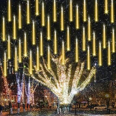 Imagem de iBaycon 20 tubos 480 luzes de chuva LED para chuva de meteoros, luzes de gelo em cascata de 30 cm à prova d'água ao ar livre, luzes de queda conectáveis com temporizador para decorações de Natal e