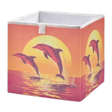 Imagem de SEHANY Cesto de armazenamento dobrável para golfinhos saltadores, organizador de tecido grande, dobrável, para roupas, brinquedos, livros, armário, berçário, 38 x 27 x 17 cm