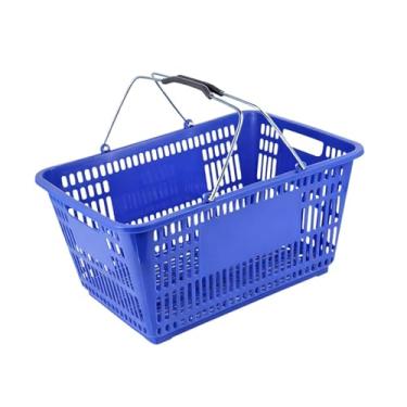 Imagem de Fenteer Cesto de compras, cesto organizador versátil em ferro, leve e, ideal para supermercados, supermercados, lojas de brinquedos e vegetais, Azul