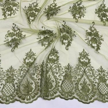 Imagem de Tule Bordado Barrado Duplo Aurora 1,35m para Vestidos de Festa e Roupa