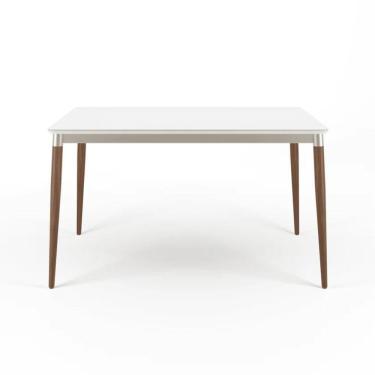Imagem de Mesa De Jantar Retangular Com Tampo De Vidro Abbey Off White 135cm