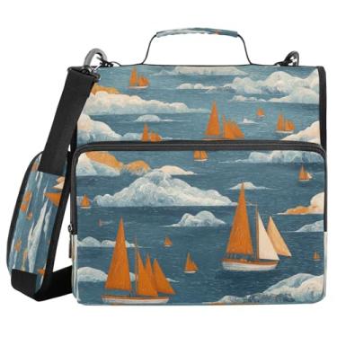 Imagem de ATTX Fichário pequeno com zíper para veleiros com alça acolchoada ajustável – bolsa de fichário com capacidade para 500 folhas com organizador de vários bolsos, serve para laptop de 30 cm #71