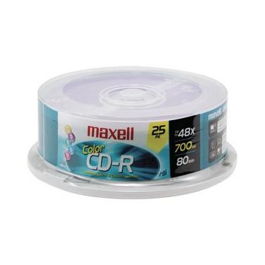 Imagem de MAXELL Pacote de eixo CDR700-25CL com 25 discos CD-R graváveis em branco de 700 MB/80 minutos