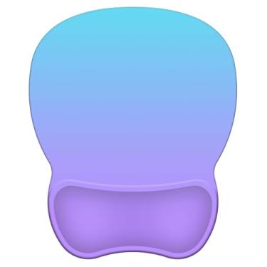 Imagem de Mouse pad com suporte, mouse pad ergonômico com descanso de pulso em gel, confortável com superfície de suporte de pulso macia e base de poliuretano antiderrapante para escritório em casa trabalhando