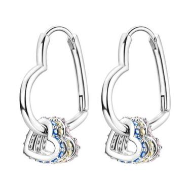 Imagem de Brinco de argola de prata 925 para mulheres pendientes lua sol brincos