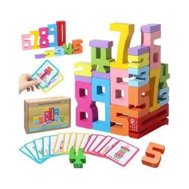 Imagem de Blocos De Construção De Números De Madeira Montessori Brinquedo Educat