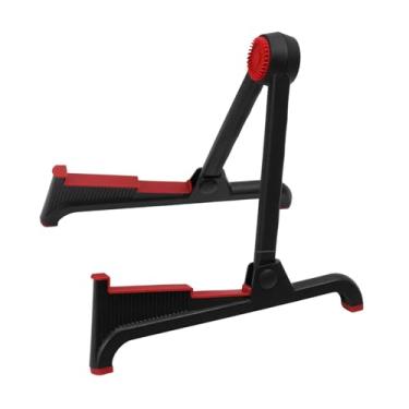 Imagem de menolana Suporte dobrável para guitarra, com pés de borracha, compacto e antiderrapante, ideal para instrumentos de corda, Preto E Vermelho