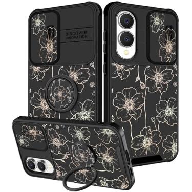 Imagem de Funermei Capa para Samsung Galaxy S25 Edge - Capa de telefone feminina bonita feminina flores estéticas design exclusivo com capa de câmera e suporte de anel Funda para Samsung S25 Edge