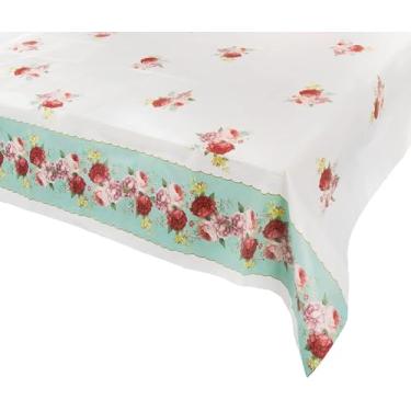 Imagem de Tallking Tables Capa de mesa descartável de papel floral – Toalha de mesa ideal para casamento, chá de bebê, chá da tarde, festa de aniversário, lindo design, 120 x 180 cm, misto