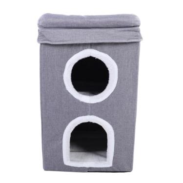 Imagem de GLOGLOW Casa de Cama de Gato, Caverna de Gato de 3 Camadas Com área de Arranhões, Ponto de Observação de Plataforma de Descanso, para Gatos Internos, Almofada Removível de Veludo Curto
