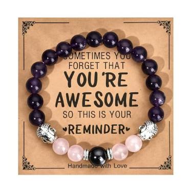 Imagem de Pulseiras de contas presentes para marido, namorado, irmão, homens, pulseira natural elástica feita à mão, pulseiras de amizade, One Size, Vidro, Sem Pedra Preciosa