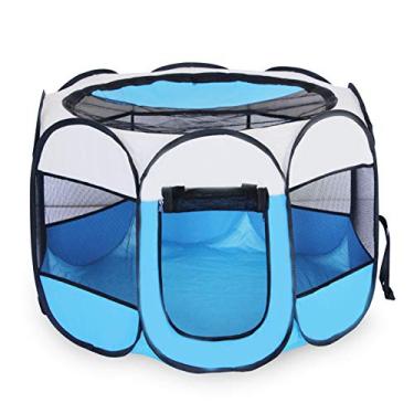 Imagem de Playpen portátil para animais de estimação gato cachorro dobrável removível rede PVC canil exercício casa playground uso interno viagem e acampamento