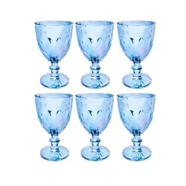 Imagem de Conjunto 6 Taças de Vidro Azul Milbani 330ml - FRATELLI