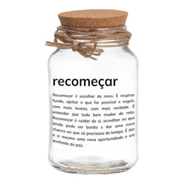 Imagem de Pote De Vidro Hermético 500ml Com Tampa De Rolha Para Armazenar Temperos, Biscoitos E Artesanato(Recomeçar)