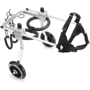 Imagem de PUJPOQRP Cadeira de rodas para cães, reabilitação da perna traseira, carrinho profissional de aço inoxidável para cães, cadeira de rodas ajustável de duas rodas para animais de estimação (S)