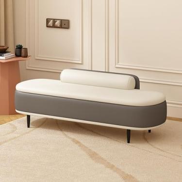 Imagem de uhyOHF Banco otomano de armazenamento, banco de entrada para quarto, otomano estofado de couro PU para quarto, extremidade da cama, com grande espaço de armazenamento para sala de estar, entrada