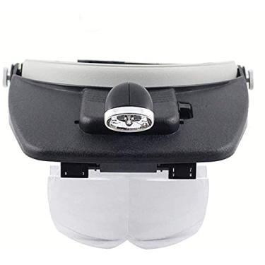 Imagem de uhyOHF Lupa de cabeça, lupa iluminada para montagem na cabeça, lupa de cabeça de LED, lupa acrílica, lupa de cabeça para idosos, leitura de joias, L (