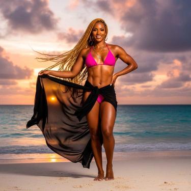 Imagem de Canga/Pareô Praia e Piscina Preto 1,00x1,50m - Fera Print