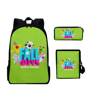 Imagem de Conjunto de mochilas: bolsa escolar Falls Guys para crianças, impressão 3D, 3 peças