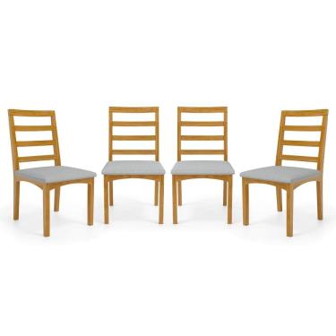 Imagem de Kit Com 4 Cadeiras Cecília Madeira Maciça Assentos Estofados Para Mesa De Jantar