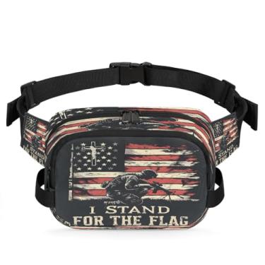 Imagem de Pochete retrô da bandeira da América para mulheres e homens com alça ajustável, bolsa transversal, bolsa de peito, bolsas de bumbum, bolsa de estilingue, Cor 1